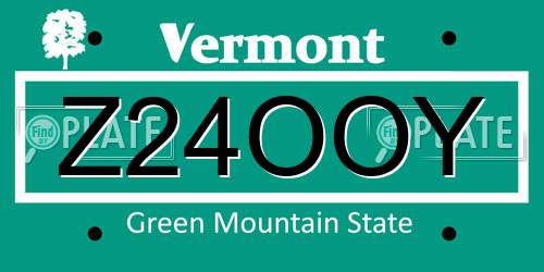Z24OOY Vermont License Plate