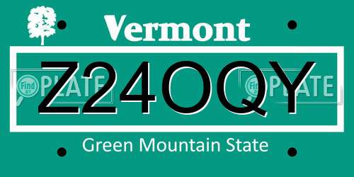 Z24OQY Vermont License Plate