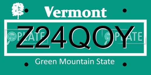 Z24QOY Vermont License Plate