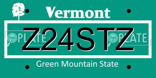 Z24STZ Vermont License Plate