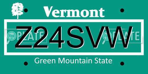 Z24SVW Vermont License Plate