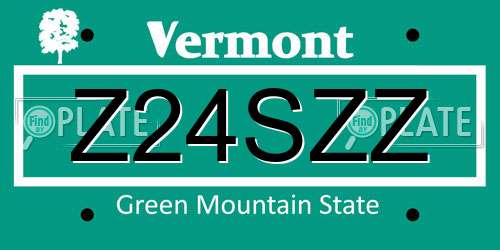 Z24SZZ Vermont License Plate