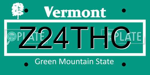Z24THC Vermont License Plate