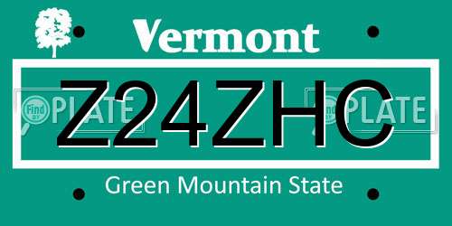 Z24ZHC Vermont License Plate