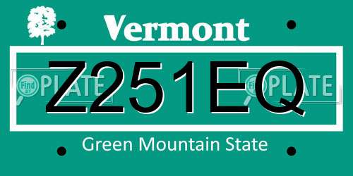 Z251EQ Vermont License Plate