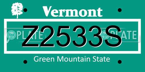 Z2533S Vermont License Plate