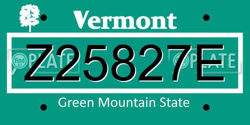 Z25827E Vermont License Plate