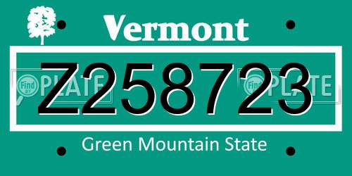Z258723 Vermont License Plate