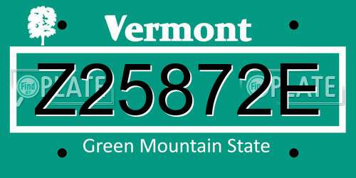 Z25872E Vermont License Plate