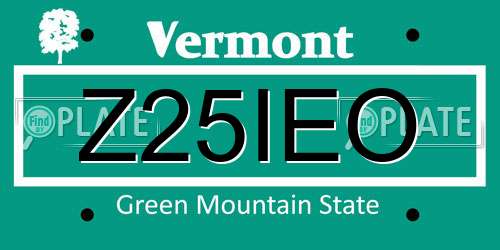 Z25IEO Vermont License Plate