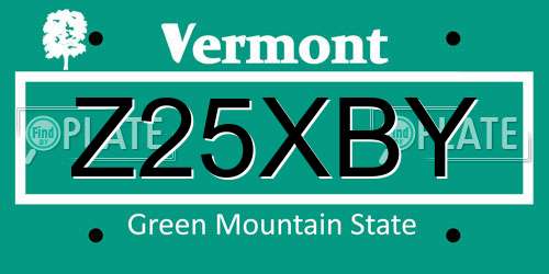 Z25XBY Vermont License Plate