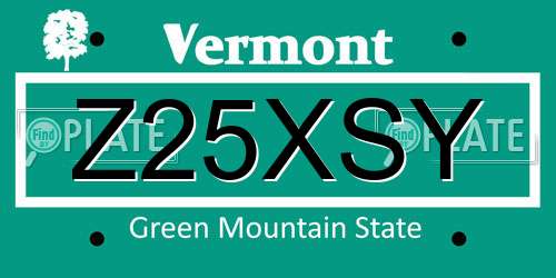 Z25XSY Vermont License Plate
