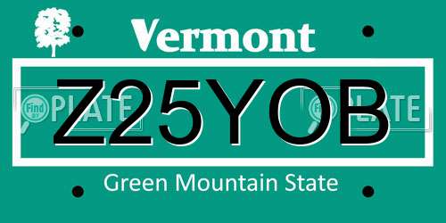 Z25YOB Vermont License Plate