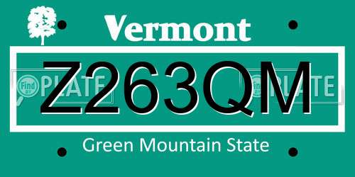 Z263QM Vermont License Plate
