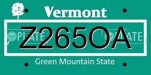 Z265OA Vermont License Plate