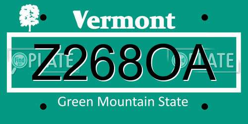 Z268OA Vermont License Plate