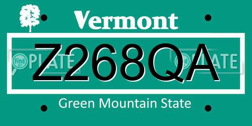 Z268QA Vermont License Plate