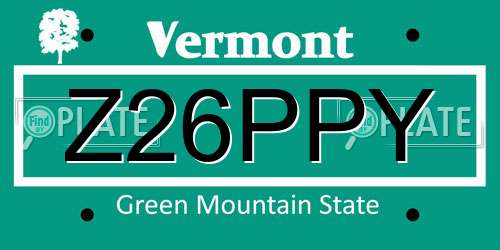 Z26PPY Vermont License Plate