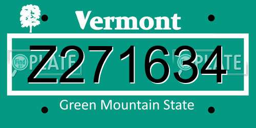 Z271634 Vermont License Plate