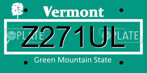 Z271UL Vermont License Plate