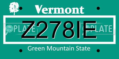 Z278IE Vermont License Plate