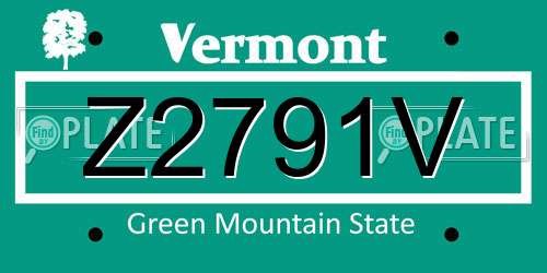 Z2791V Vermont License Plate