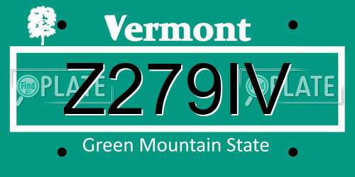 Z279IV Vermont License Plate
