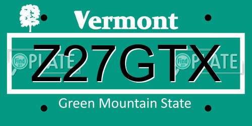 Z27GTX Vermont License Plate