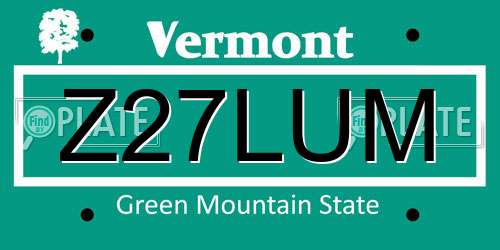 Z27LUM Vermont License Plate