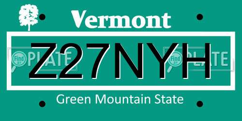 Z27NYH Vermont License Plate