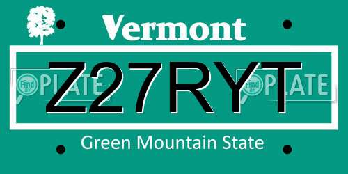 Z27RYT Vermont License Plate