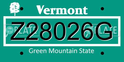 Z28026G Vermont License Plate