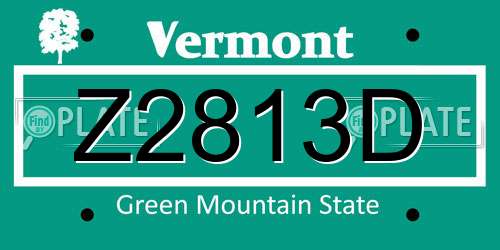 Z2813D Vermont License Plate