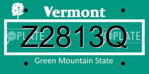 Z2813Q Vermont License Plate