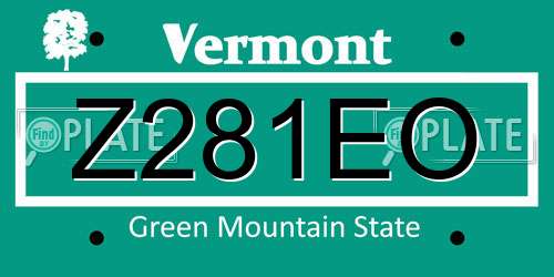 Z281EO Vermont License Plate