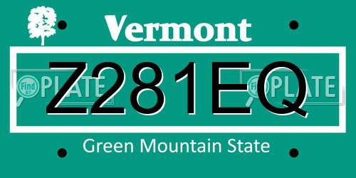 Z281EQ Vermont License Plate