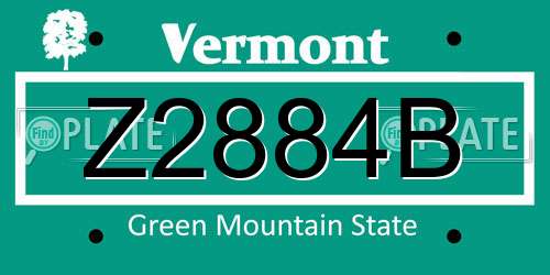 Z2884B Vermont License Plate