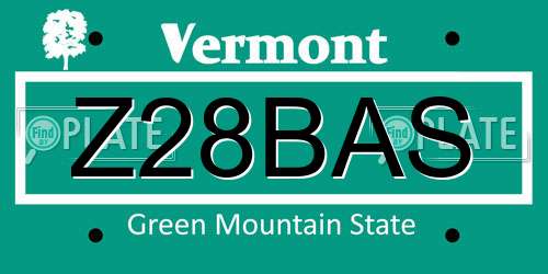 Z28BAS Vermont License Plate