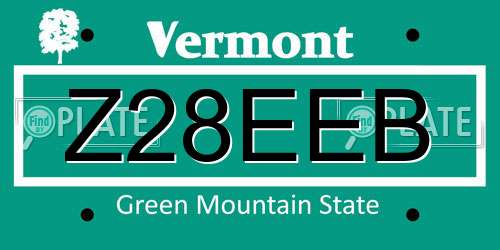Z28EEB Vermont License Plate