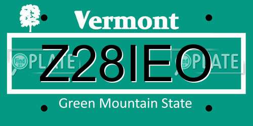 Z28IEO Vermont License Plate