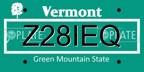 Z28IEQ Vermont License Plate