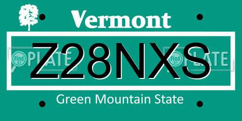 Z28NXS Vermont License Plate