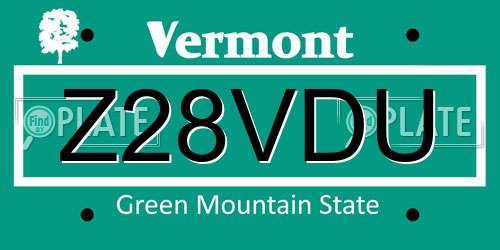 Z28VDU Vermont License Plate