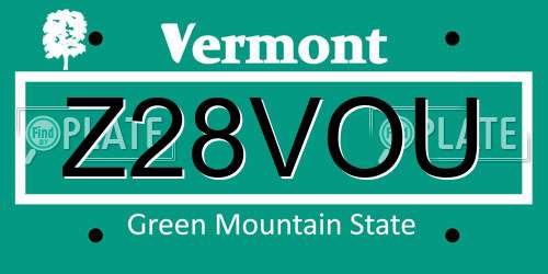 Z28VOU Vermont License Plate