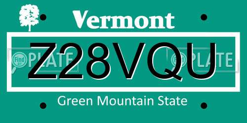 Z28VQU Vermont License Plate