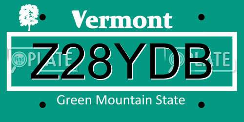 Z28YDB Vermont License Plate