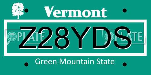 Z28YDS Vermont License Plate