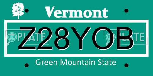 Z28YOB Vermont License Plate