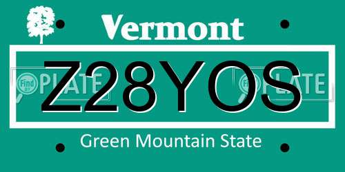 Z28YOS Vermont License Plate
