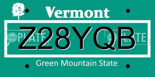 Z28YQB Vermont License Plate